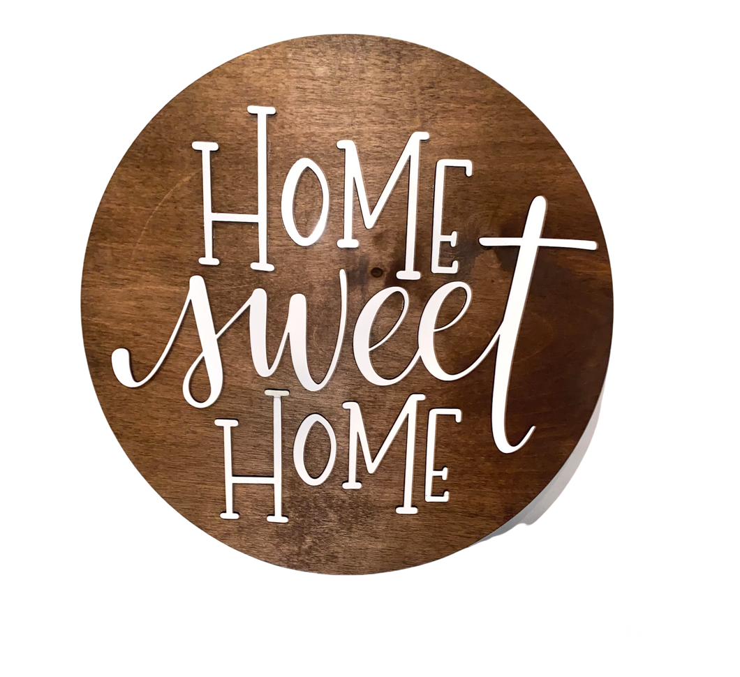 HOME SWEET HOME WOODEN 3D SIGN - DARK OAK